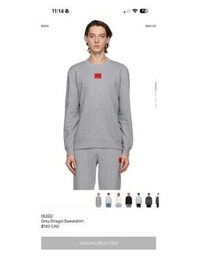 HUGO Grey Diragol Sweatshirt - Size L